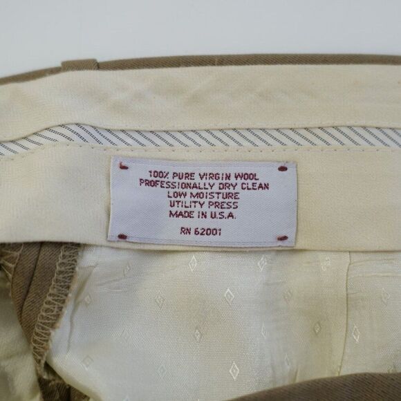 Nordstrom JB Britches Tabaldo Togna Wool Tan Dress Pants 37/31 Pleated Cuffed Hi - Picture 6 of 8